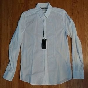 Dolce & Gabbana White Embroidered Men's Dress Shirt
